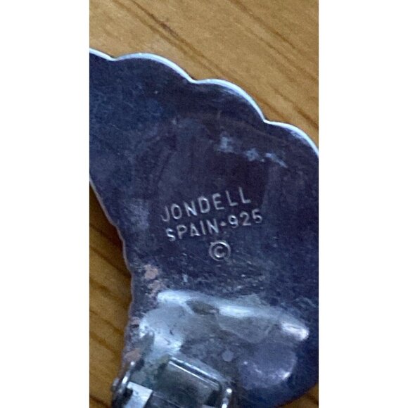 Vtg Jondell Spain Silver 925 Ribbed Crescent Shaped Clip-On Earrings MCM - Picture 3 of 7